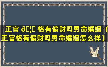 正官 🦄 格有偏财吗男命婚姻（正官格有偏财吗男命婚姻怎么样）